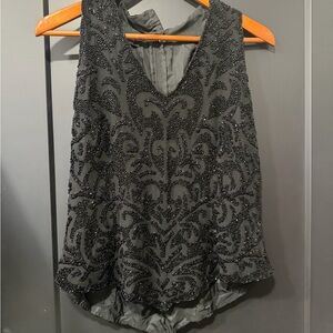 J Kara Black Beaded Blouse